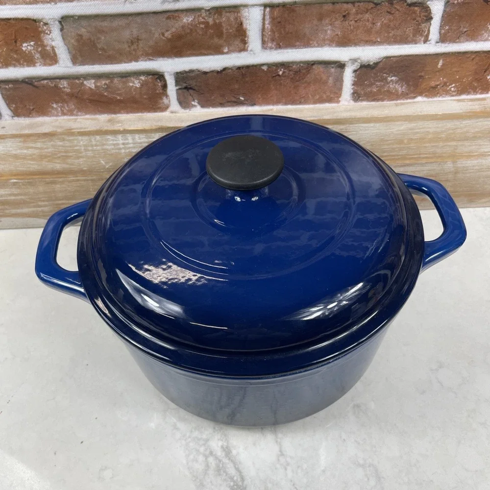 Tramontina 4 Quart/3.8 Lt Enameled Cast Iron Dutch Oven in Dark Blue /Navy Blue